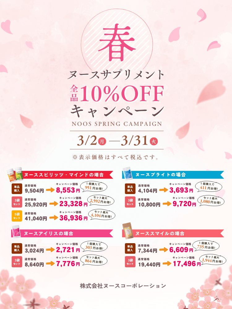 春のサプリメント割引キャンペーン